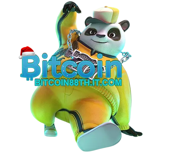Bitcoin88 ภาพแพนด้าการ์ตูนท่าทางสนุกสนาน พร้อมโลโก้ Bitcoin88 ด้านหน้า โทนคริปโตสไตล์สล็อตคาสิโนออนไลน์